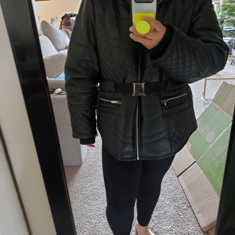 Faux leather winter coat